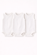 3-Pack Sleeveless Bodysuits - All White