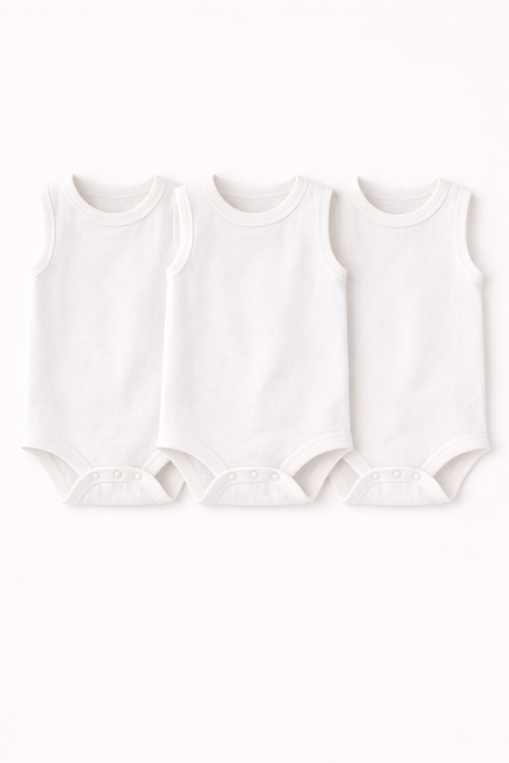 3-Pack Sleeveless Bodysuits - All White