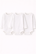 3-Pack Long Sleeve Bodysuits - All White