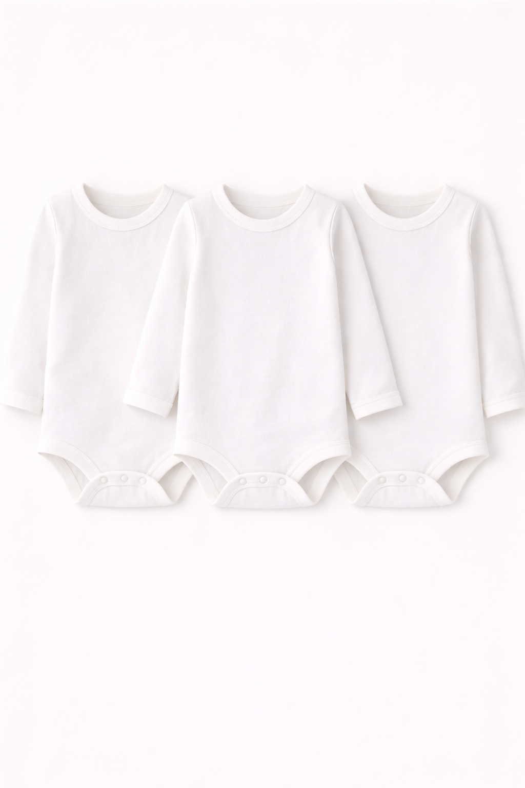 3-Pack Long Sleeve Bodysuits - All White