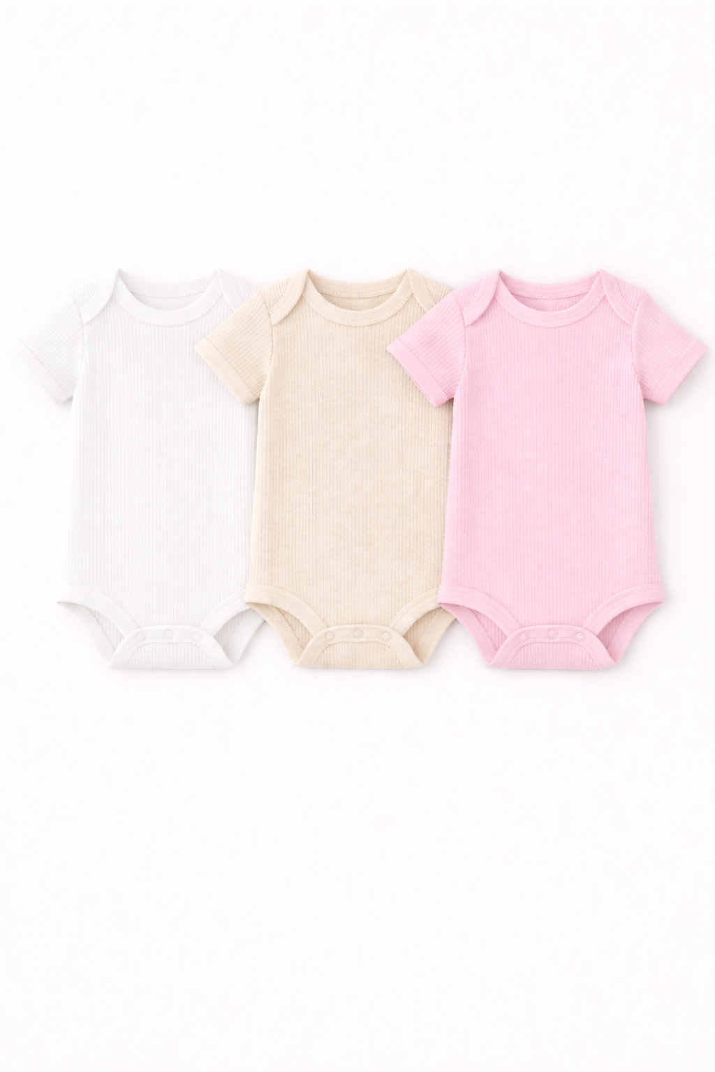 3-Pack Short Sleeve Ribbed Bodysuits