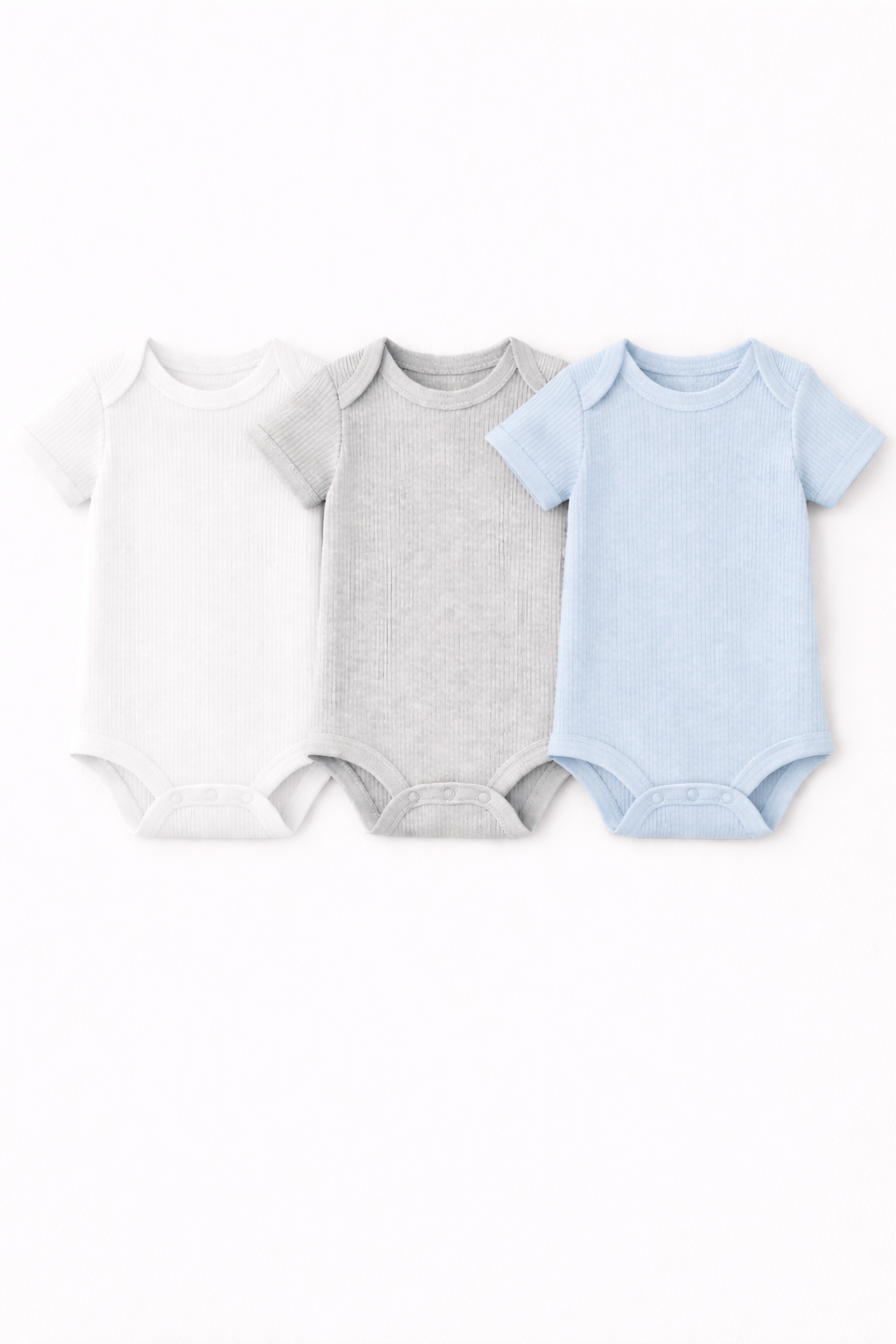 3-Pack Short Sleeve Ribbed Bodysuits