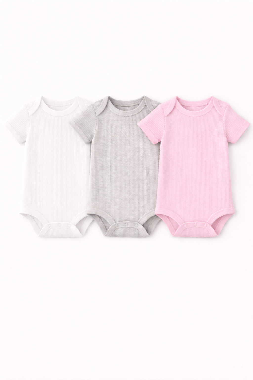 3-Pack Short Sleeve Ribbed Bodysuits