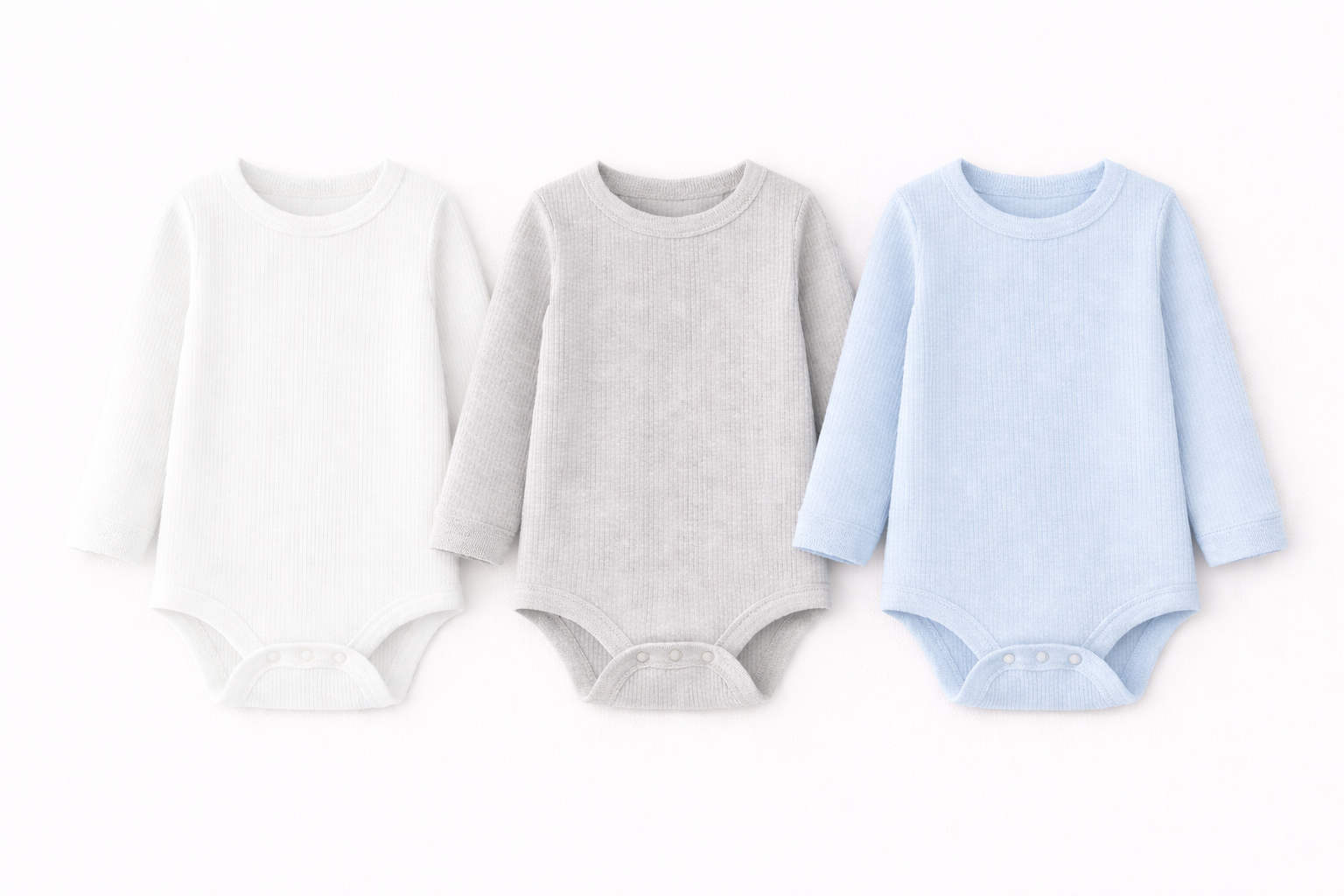 3-Pack Long Sleeve Ribbed Bodysuits