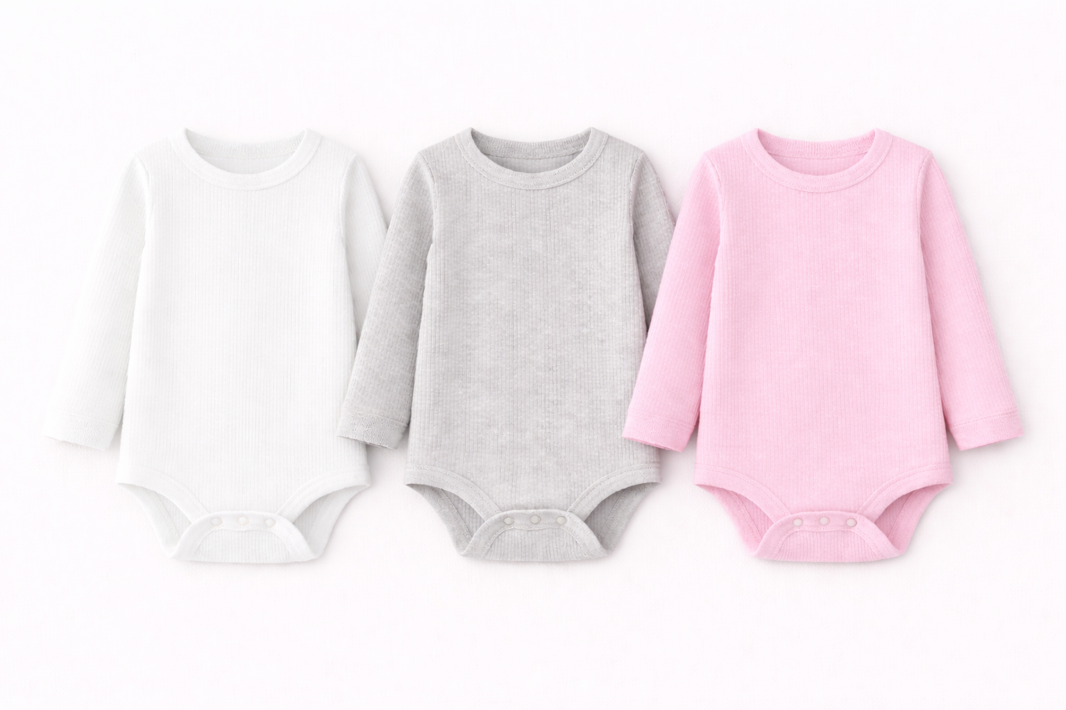 3-Pack Long Sleeve Ribbed Bodysuits