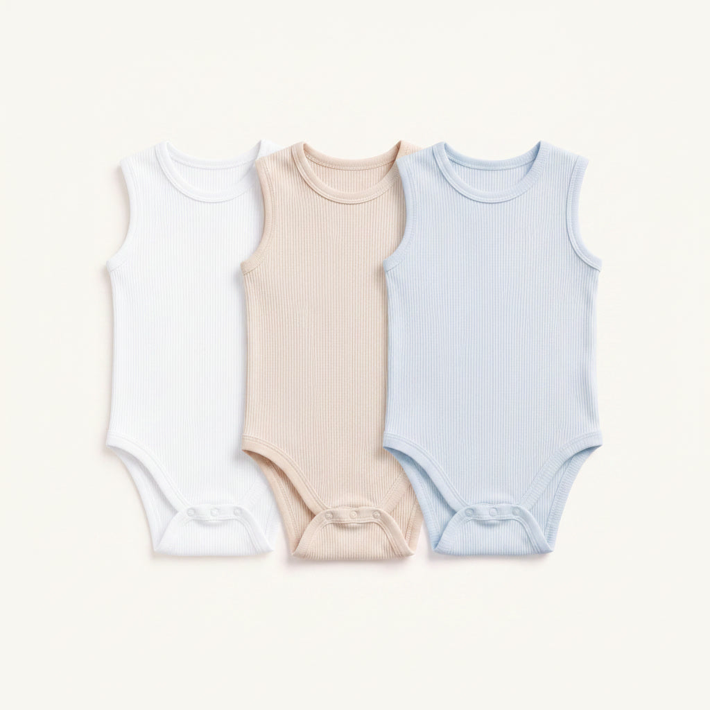 3-Pack Sleeveless Ribbed Bodysuits