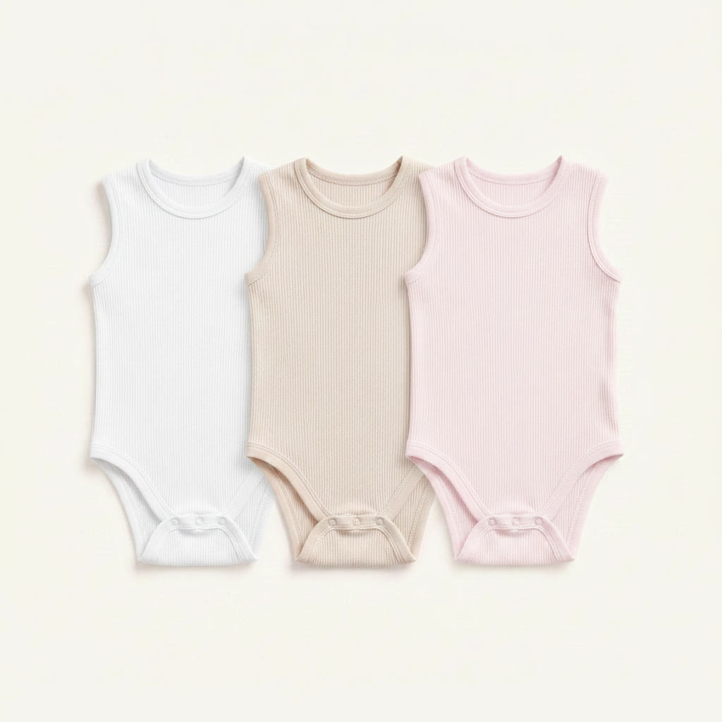3-Pack Sleeveless Ribbed Bodysuits
