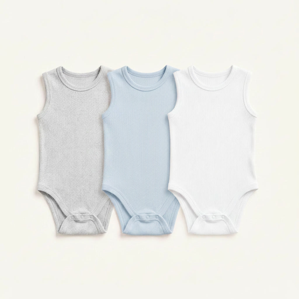 3-Pack Sleeveless Ribbed Bodysuits