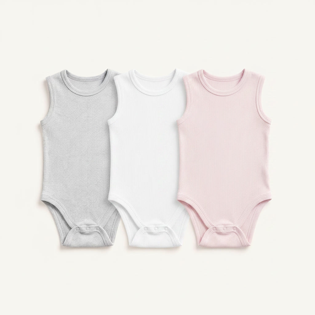 3-Pack Sleeveless Ribbed Bodysuits