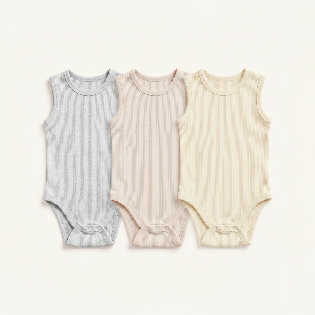 3-Pack Sleeveless Ribbed Bodysuits