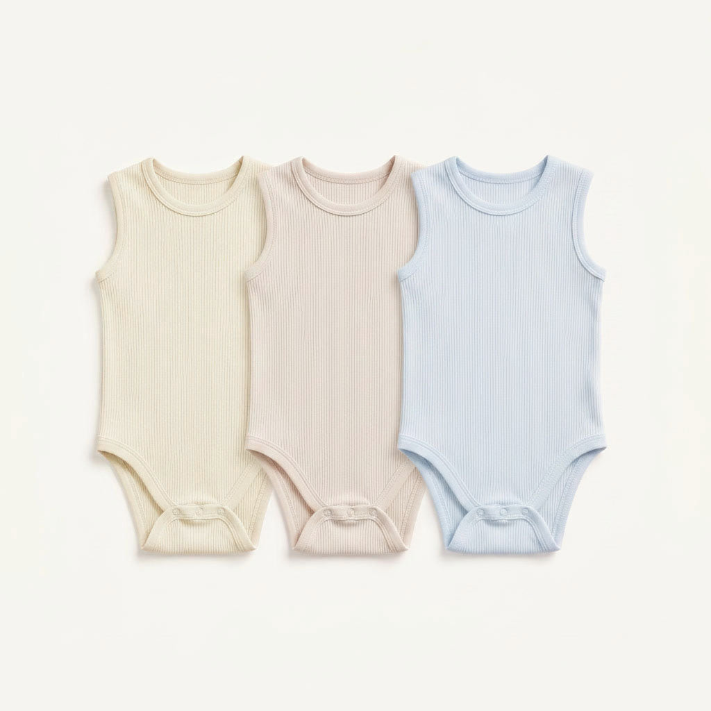 3-Pack Sleeveless Ribbed Bodysuits