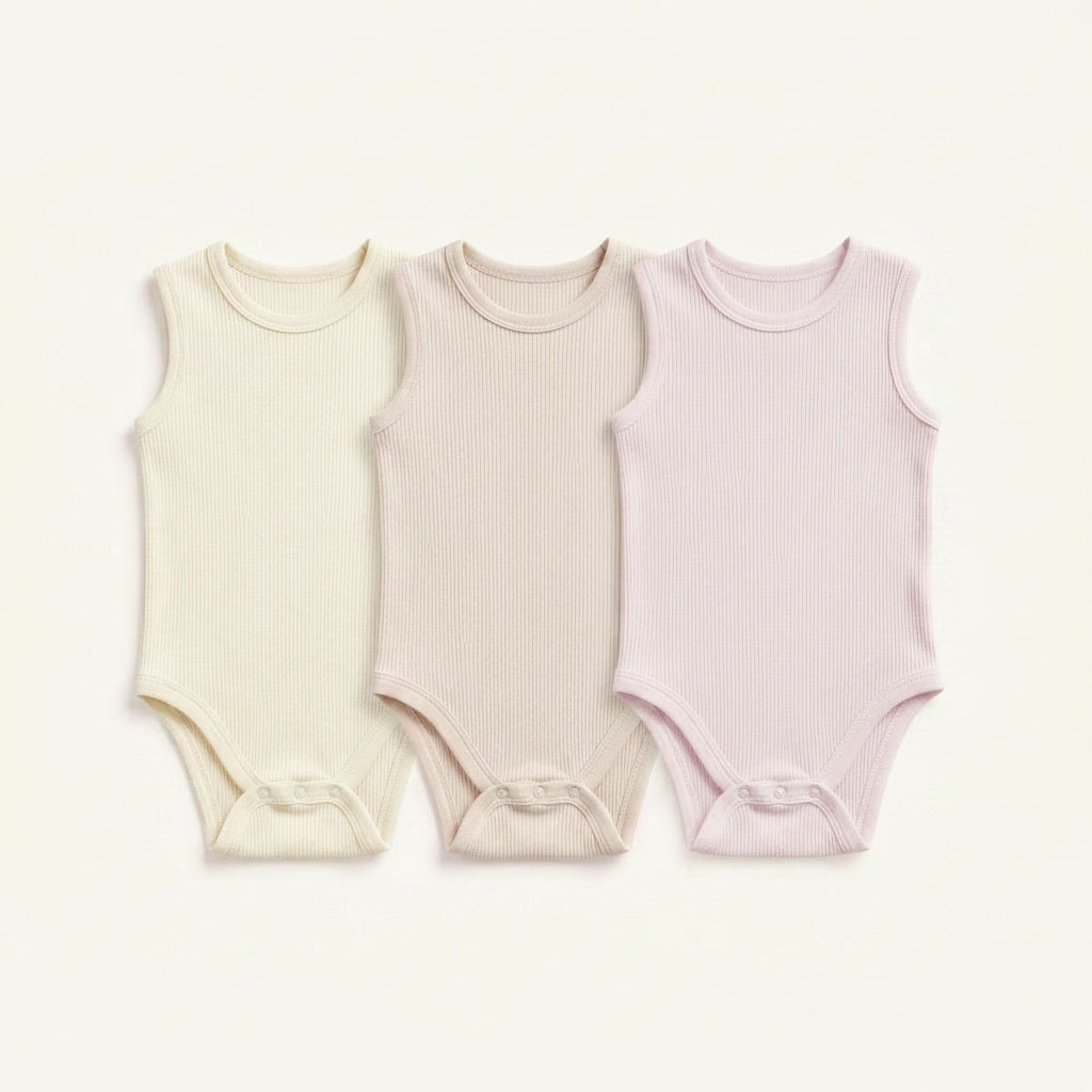 3-Pack Sleeveless Ribbed Bodysuits