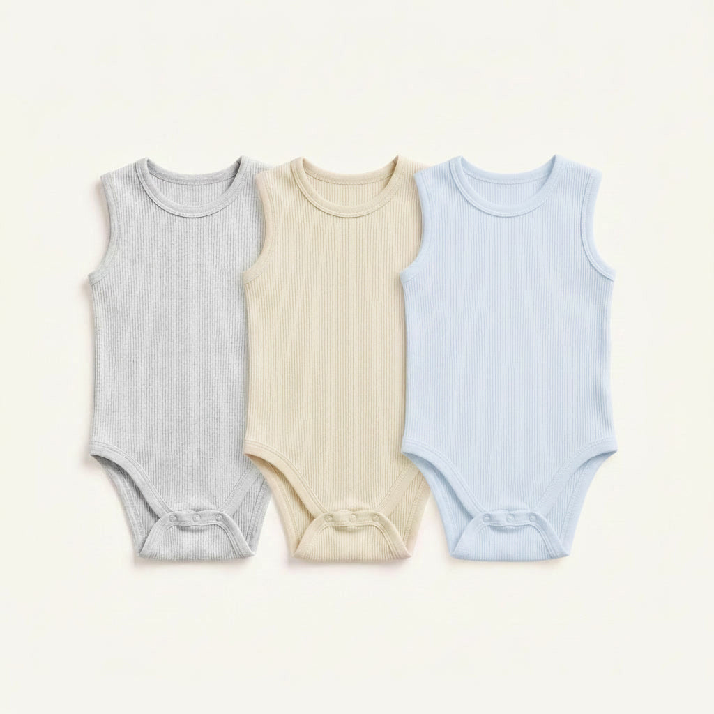 3-Pack Sleeveless Ribbed Bodysuits