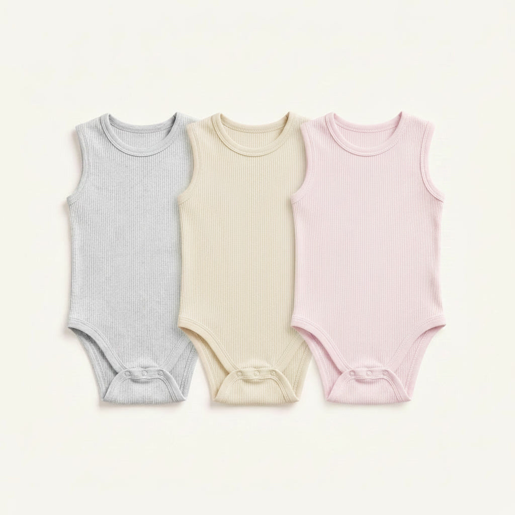 3-Pack Sleeveless Ribbed Bodysuits
