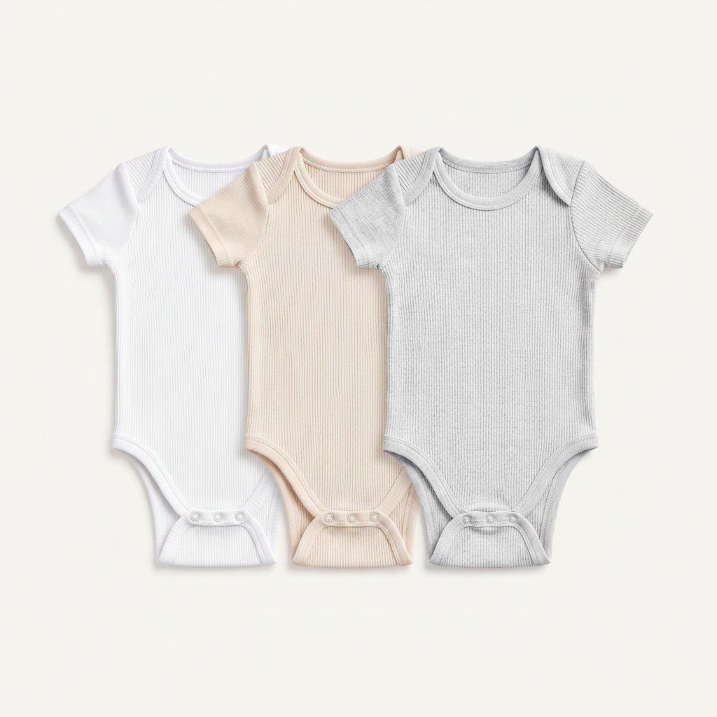 3-Pack Short Sleeve Ribbed Bodysuits