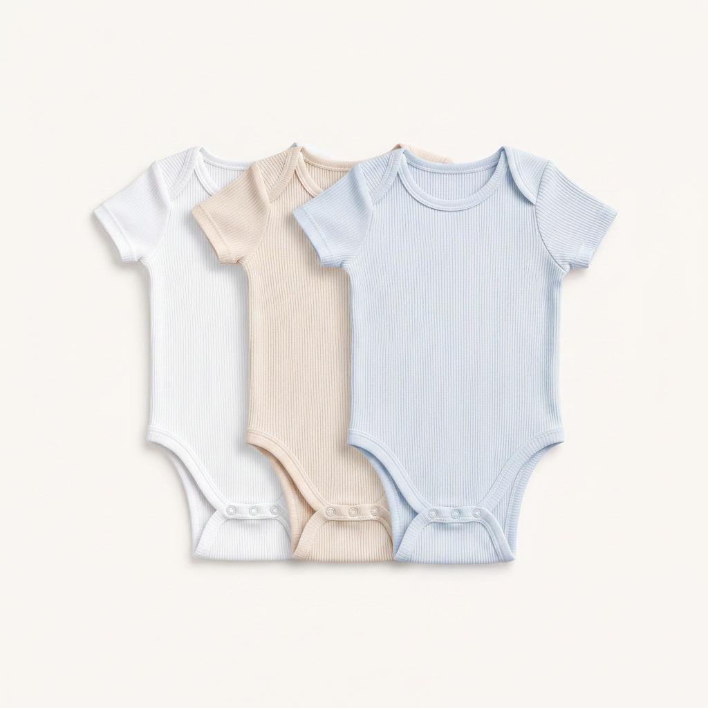 3-Pack Short-Sleeve Ribbed Bodysuits