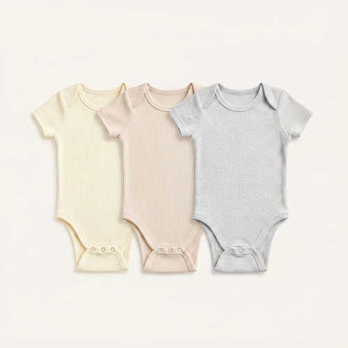 3-Pack Short-Sleeve Ribbed Bodysuits
