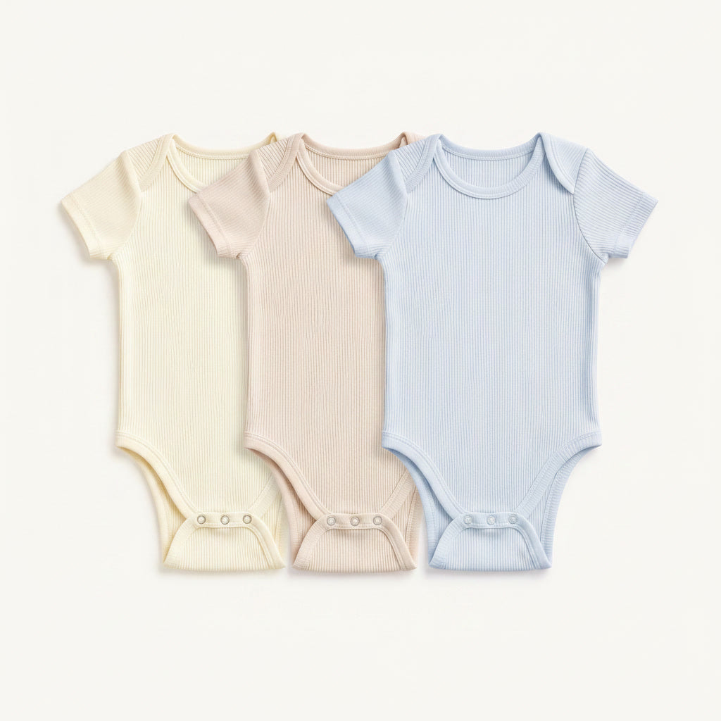 3-Pack Short-Sleeve Ribbed Bodysuits