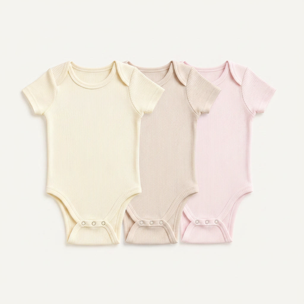 3-Pack Short-Sleeve Ribbed Bodysuits