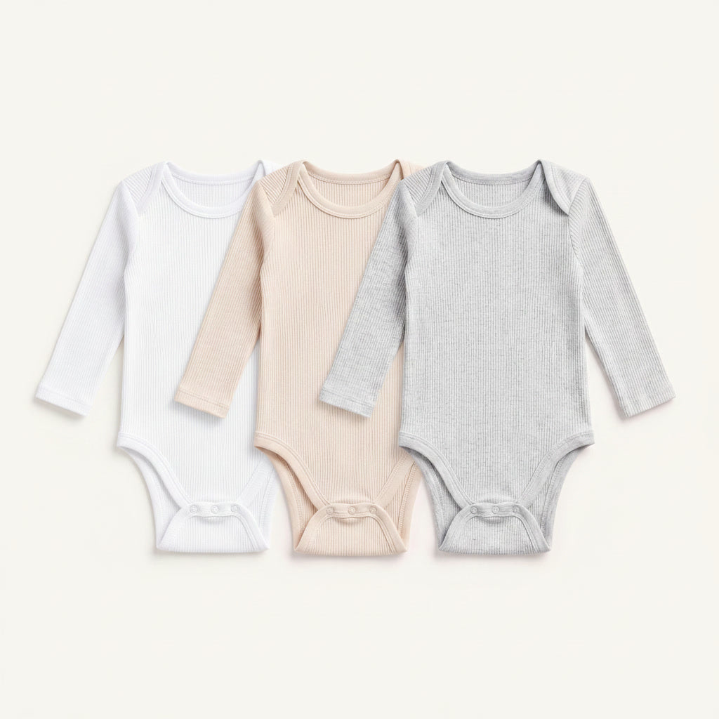 3-Pack Long Sleeve Ribbed Bodysuits