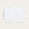 3-Pack Sleeveless Bodysuits -  White