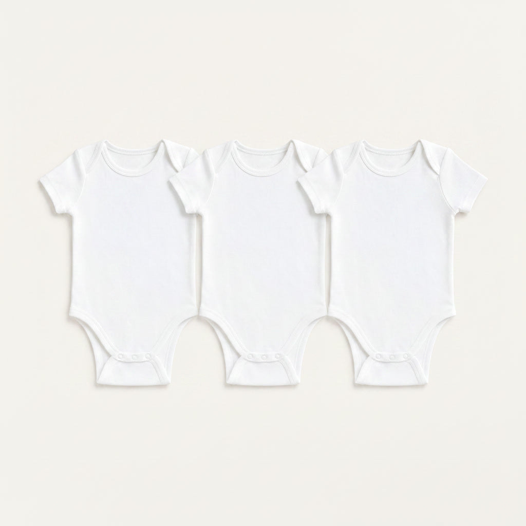 3-Pack Short-Sleeve Bodysuits - White