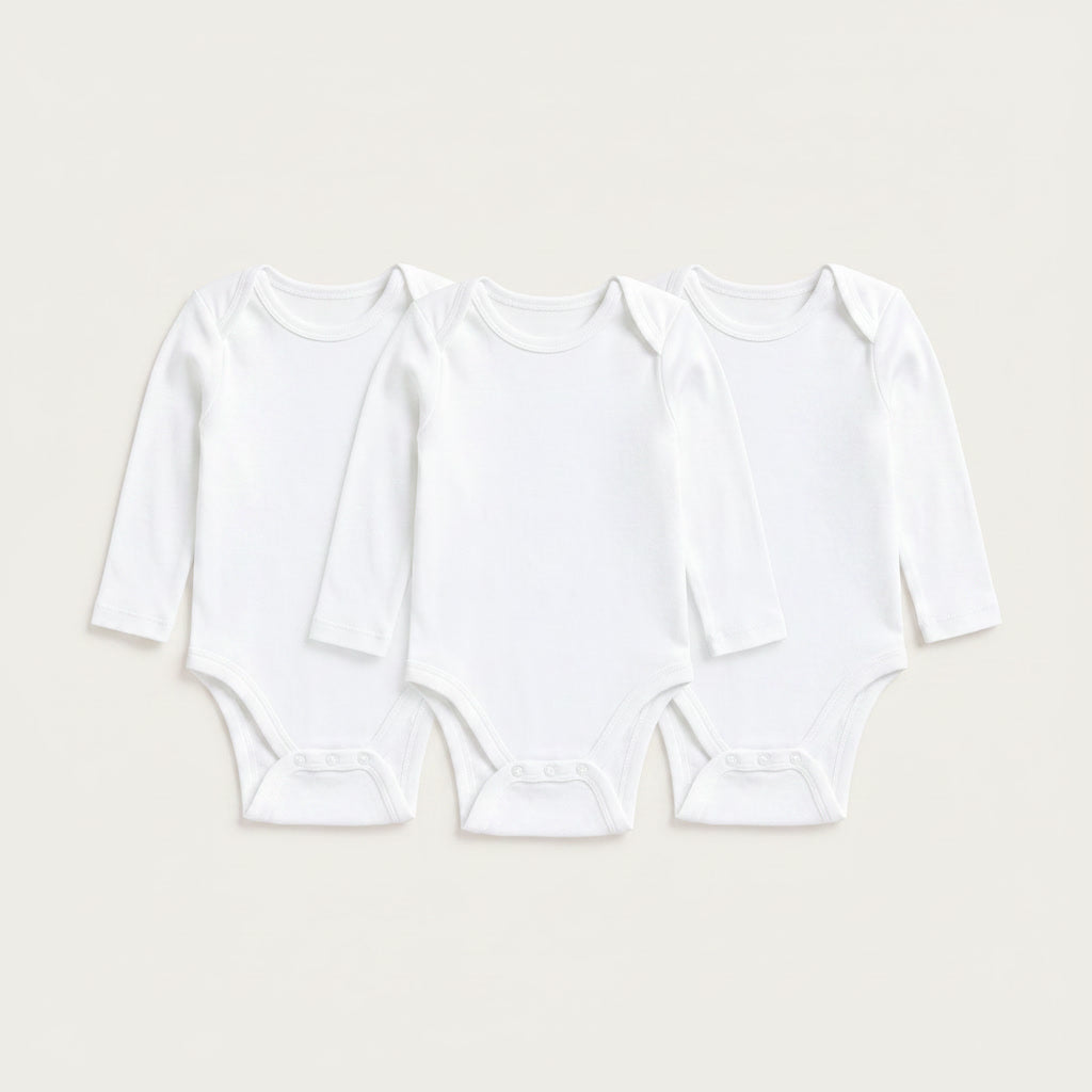 3-Pack Long-Sleeve Bodysuits - White